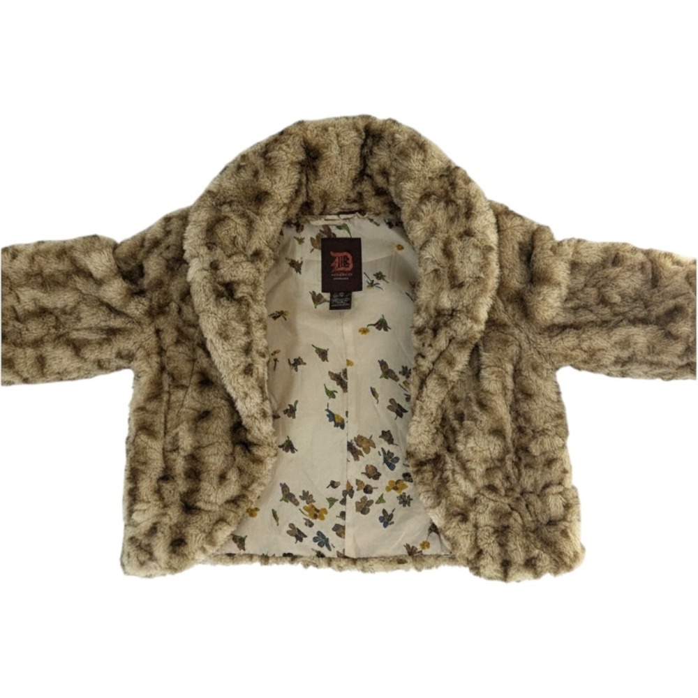 Dollhouse Outerwear Faux Fur Cropped Jacket Womens XS Leopard Print Shawl Collar